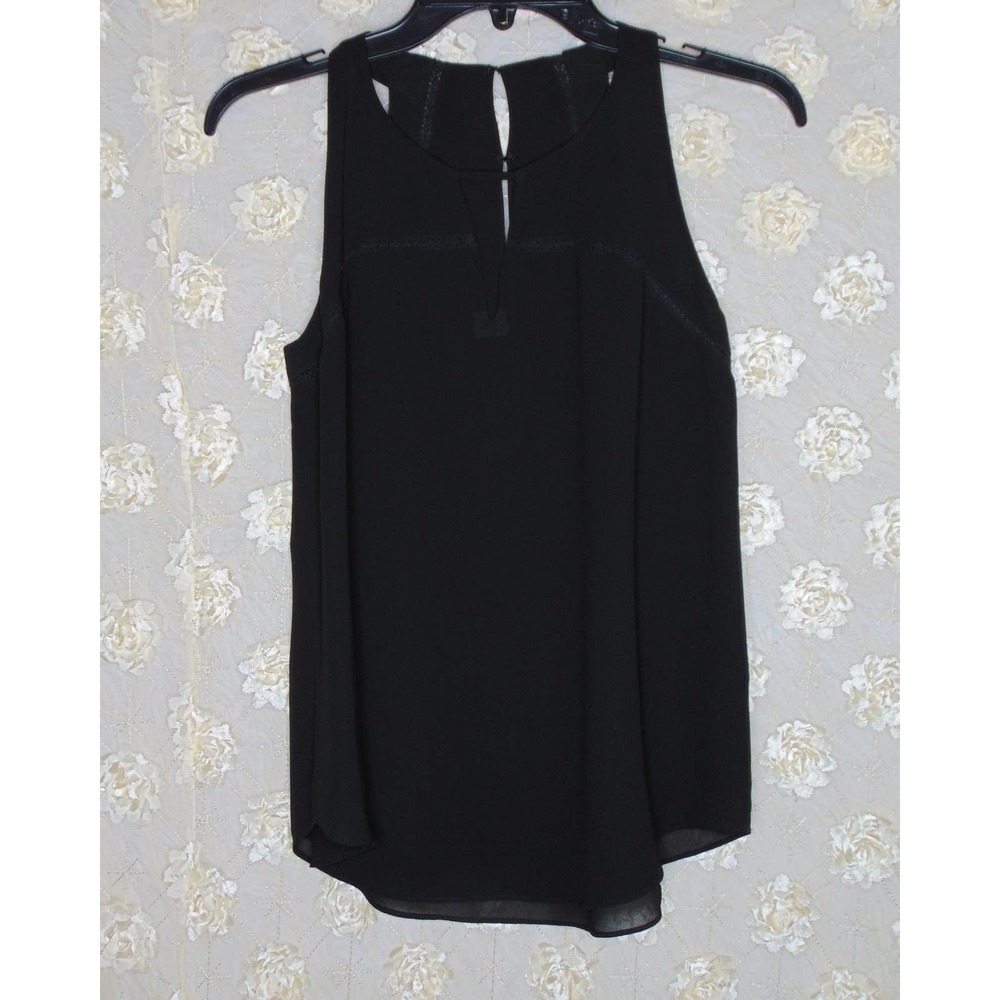 Naked Zebra | Women's Sleeveless Blouse Black Keyhole Size Small
